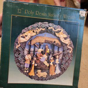 Wreath Poly Resin Nativity Scene